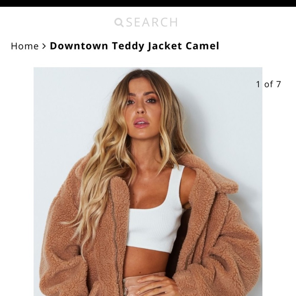 White fox boutique camel teddy coat